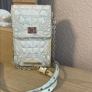 BRAHMIN Cream Crocodile-Embossed Crossbody Bag
